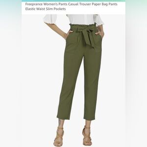 Freeprance Women's Pants Casual Trouser Paper Bag Pants